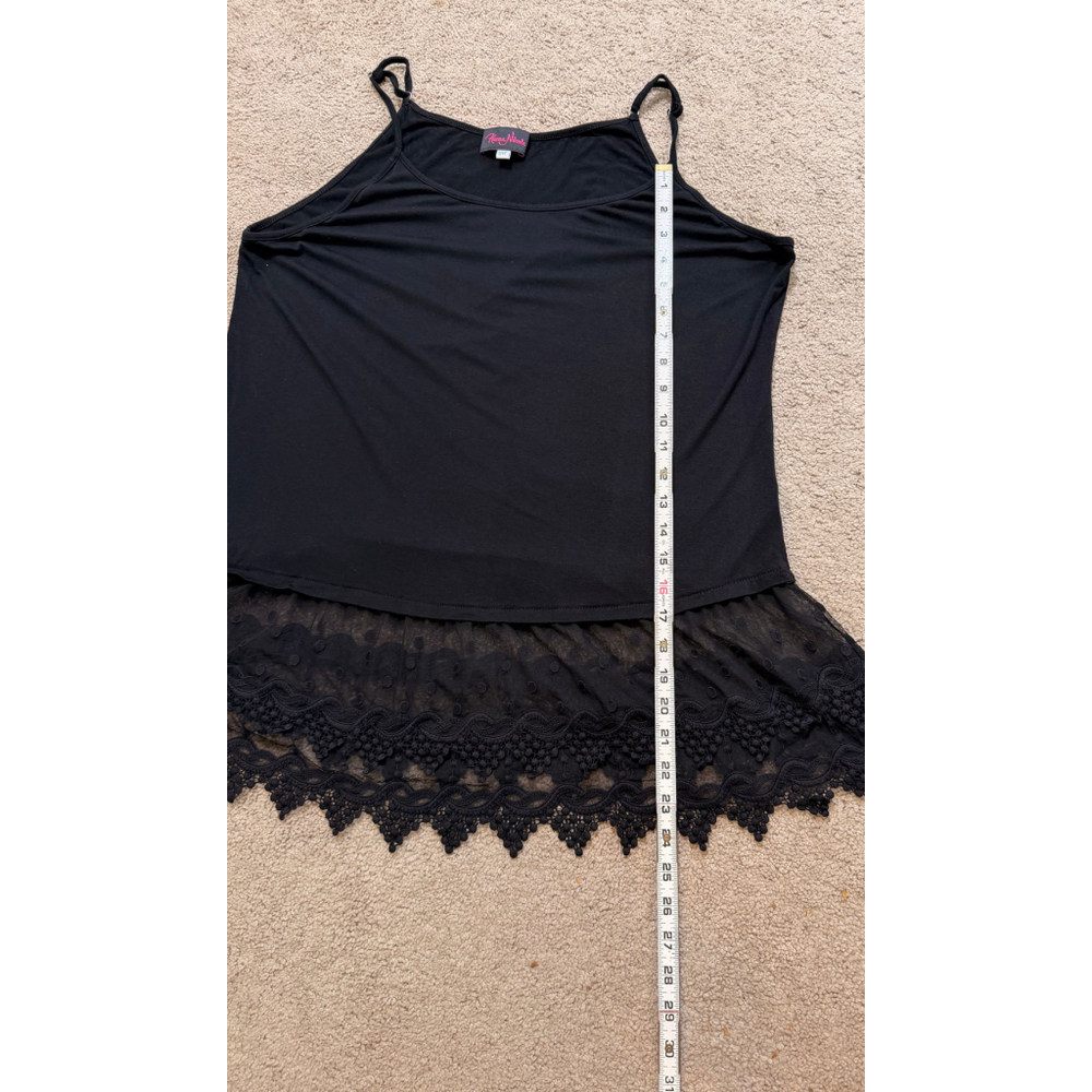 Womens Black Slip Dress Top Size 18W Lace Trim Spaghetti Strap Witchy Whimsigoth - Picture 8 of 13